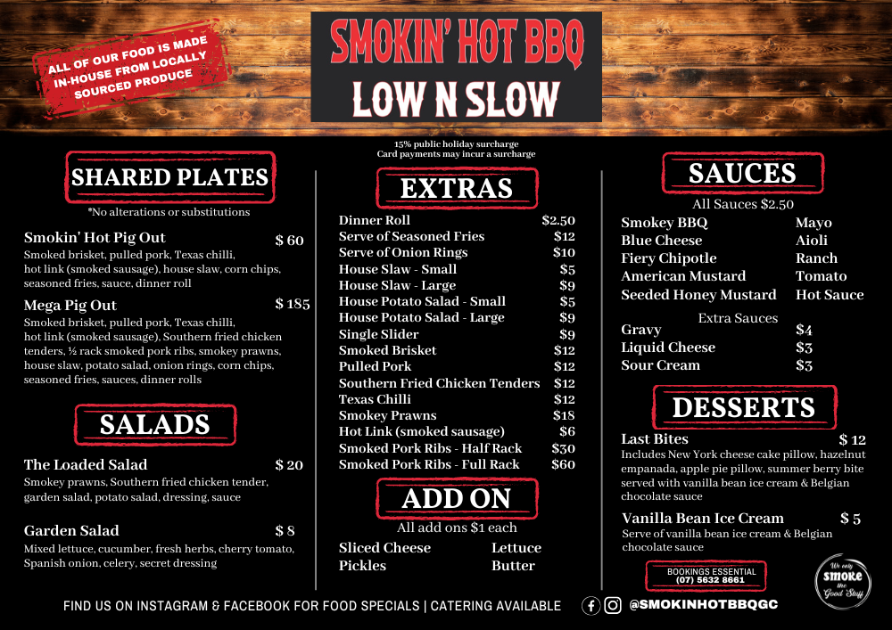 Menus - Smokin Hot BBQ